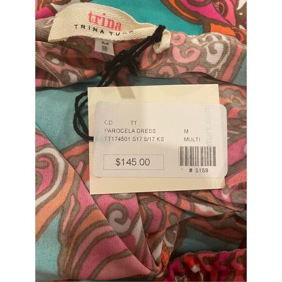 NWT TRINA TURK Ruffle Halter Jersey Dress Butterfly Parocela $138 Size M - Picture 6 of 6